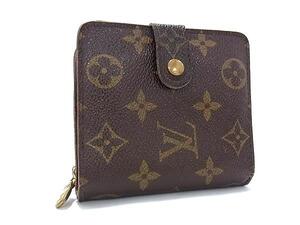 1円 LOUIS VUITTON ルイヴィトン M61667 モノグラム コンパクトジップ 二つ折り 財布 ウォレット 小銭入れ 札入れ ブラウン系 FJ4513