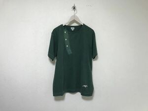 本物アオゾラAOZORAコットンヘンリーネック半袖Tシャツメンズアメカジサーフミリタリーストリート3グレーL