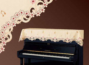 ピアノトップカバー(ピアノカバー) 花柄刺繍レース クリーム系 CL-70