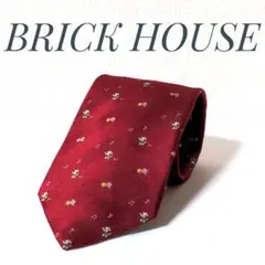 ★美品★ BRICK HOUSE ネクタイ ストライプ レッド アニマル柄 刺繍