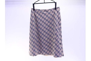 ★BURBERRY バーバリー チェックスカート 160A ウエスト約62cm スリット入り ベージュ系【10701221】