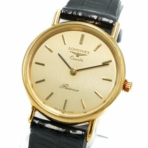 1円 稼働 極美品 LONGINES ロンジン Presence プレザンス QZ クオーツ ゴールド 金文字盤 GP 腕時計 レディースウォッチ 375620240521