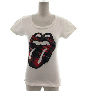 ローリングストーンズ Rolling Stones Tシャツ 半袖 プリント ホワイト 白 レッド 赤 M レディース