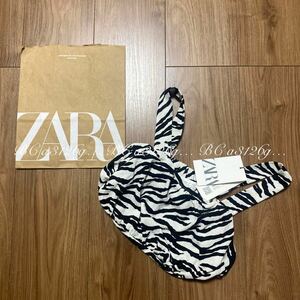 新品 ZARA ゼブラ柄 ビスチェ 164cm レディース ザラ トップス 重ね着 リゾート 胸パッドなしタイプ タグ付き