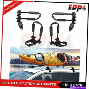 4PCSユニバーサルルーフカヤックラックボートカヌーカートップマウントJバー折りたたみ式キャリア4Pcs Universal Roof Kayak Rack Boat Ca