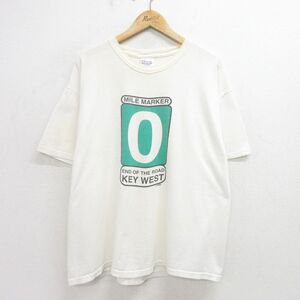 XL/古着 ヘインズ 半袖 ビンテージ Tシャツ メンズ 90s ミルウォーキー キーウエスト 大きいサイズ コットン クルーネック 白 ホワイト 24a