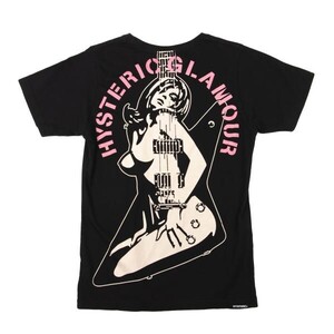 ヒステリックグラマーHYSTERIC GLAMOUR ギターウーマンバックプリントTシャツ 黒ベージュS位