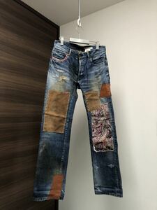 ミュージアムニュー museum neu パッチワークデニム ジーンズ ダメージ加工 赤耳 jeans denim