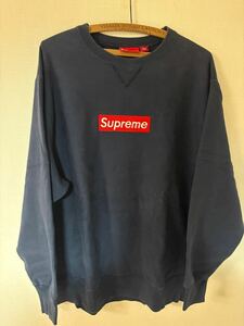 old supreme Box Logo クルーネック スウェット ボックスロゴ シュプリーム 90s 00s ネイビー　XL 前V パーカー　フーディ