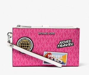 2025春夏新作　日本未発売　直営　MICHAEL KORS Jet Set Travel Large Embellished Signature Logo Wristlet　LAから最新本物をお届け!