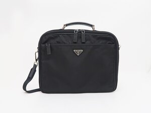 ☆◇【PRADA プラダ】ナイロン×レザー 2WAYブリーフケース V147 ブラック