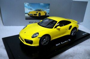 ポルシェ 911 ターボS 1/18 ミニカー スパーク イエロー ケース付き