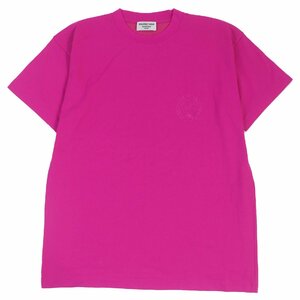 未使用品□BALENCIAGA バレンシアガ 22SS 612965 ロゴエンブロイダリー クルーネック 半袖Ｔシャツ ショッキングピンク S 正規品 メンズ