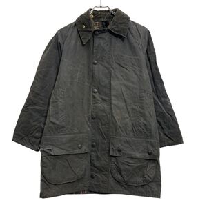 Barbour オイルドジャケット バブアー S ~ ブラック BEAUFORT 襟コーデュロイ 80s 裏地チェック 古着卸 アメリカ仕入 a612-6854