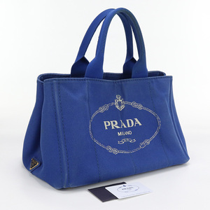 中古プラダPRADA カナパ トートバッグ キャンバス BN1877 ZKI F0215 ブルー ランク：B us-3 レディース