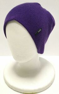 新品「nobis」“Mr./Ms. NO STYLE” ロゴプレートデザイン アクリル100% ハイゲージ ニットキャップ SIZE:UN Murberry-Purple ②