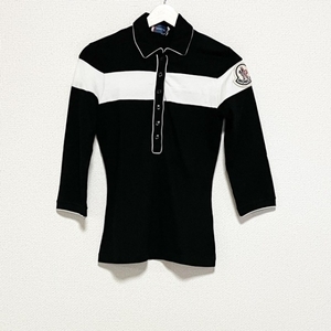 モンクレール MONCLER 七分袖ポロシャツ サイズXS - 黒×白 レディース 美品 トップス