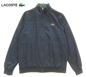 高級!!ラコステ LACOSTE*ワニロゴワッペン 裏地付き 立ち襟ナイロンZIPトラックジャケット 4 実寸L 濃紺 