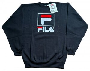 訳あり 保管品 ビンテージ 90s FILA フィラ フロッキー ロゴ プリント スウェット トレーナー