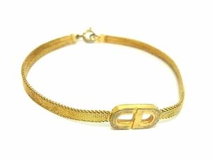 1円 ChristianDior クリスチャンディオール ヴィンテージ CDロゴ ブレスレット アクセサリー レディース ゴールド系 BM4299