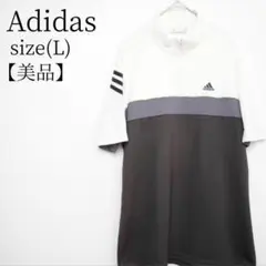 【美品】Adidas スポーツ ハーフジップ ポロシャツ ロゴ プルオーバー