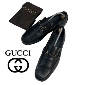 定価10万超 美品 GUCCI グッチ ビットローファー サイズ6(24.0-25.0cm前後) ブラック イタリア製 保存袋付き やや履きシワ有 名作 A2168