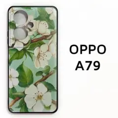 OPPO A79 5G 緑 白 花 カバー