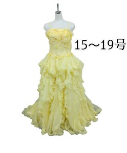 岩ド41)ウェディングドレス カラードレス 黄色 15号～19号 結婚式 衣装 撮影 記念写真 パーティー ドレス 花 231024