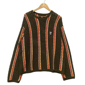 STUSSY ステューシー ×Patta Stripe Loose Gauge Crewneck Sweater ニット セーター カーキ系 サイズXL 正規品 / 35927