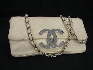 1円 ■美品■ CHANEL シャネル デカココマーク マトラッセ ラムスキン ハンドバッグ トート ショルダー レディース アイボリー系 BI6252