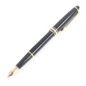 美品□MONTBLANC モンブラン ペン先14K Mニブ マイスターシュテュック クラシック キャップ式 万年筆 ブラック ゴールド ドイツ製 メンズ