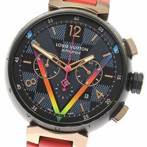 ルイ・ヴィトン LOUIS VUITTON QA129 ダミエ コバルト Vレインボー クロノグラフ 渋谷限定 自動巻き メンズ 箱付き_805872