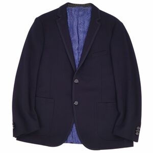 美品 エトロ ETRO ジャケット テーラードジャケット シングル 裏ペイズリー柄 メッシュ アウター メンズ 58 ネイビー cf06mr-rm10f10414