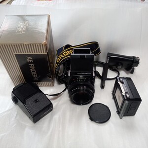 中古 フィルムカメラ BRONICA セット　ゼンザブロニカETRSIゼンザノンーPE75mmF2.8付き　他付属品付き　 