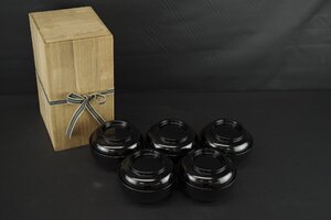 未使用保管品 伝統工芸 川連塗 ５客セット 飯椀 吸物椀 蓋付 漆器 漆塗り 共箱 汁椀 食器 和食器