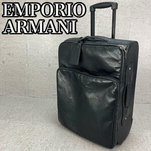 希少　良品　EMPORIO ARMANI　エンポリオアルマーニ　オールレザー　キャリーバッグ　純正南京錠　機内持込