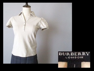 【087-133】BURBERRYバーバリー★ベージュ半袖スキッパーカットソー/サイズ1