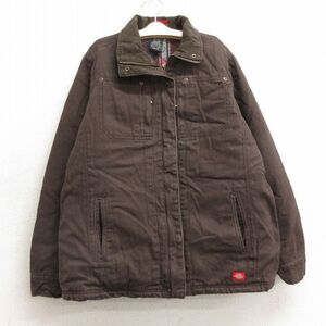 古着 ディッキーズ Dickies 長袖 ジャケット キッズ ボーイズ 子供服 ダック地 コットン 濃茶 ブラウン 内側キルティング 24oct30