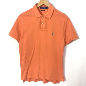 ■Polo by Ralph Lauren ラルフローレン ポニーワンポイント鹿の子素材 半袖ポロシャツ 古着 アメカジ オレンジ色 サイズM■