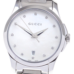 グッチ GUCCI 126.5/YA126542 Gタイムレス 12Pダイヤ クォーツ レディース 美品 内箱・保証書付き_814857