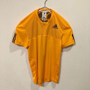 ★ アディダス adidas メッシュ ハーフジップ 半袖 Tシャツ イエロー系 Mサイズ メンズ トレーニングウェア