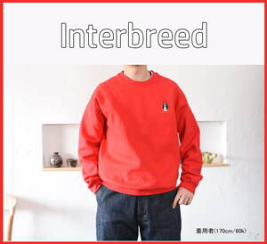 INTERBREED (インターブリード) ベアーワンポイント刺繍スウェット(M)　日本製　MADE IN JAPAN　FBI　レッド　熊　