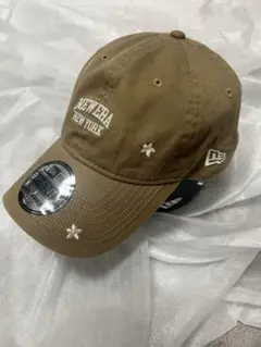 【美品】ニューエラ　NEW ERA キャップ　ベージュ　フラワー柄　フリーサイズ