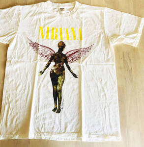 ◎ニルバーナ・NIRVANA・シングルステッチ・XL・ホワイト・半袖・anvil・Tシャツ・ロックT・バンドT・リプロ・大きい・シアトル・アンビル