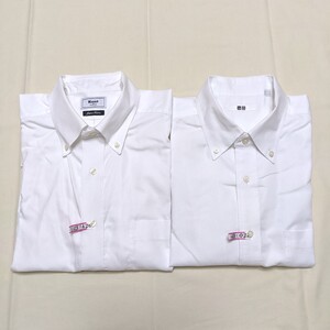 ☆FK39 UNIQLO Kent ユニクロ ケント フォーマル メンズ L XL 半袖 シャツ ワイシャツ 2点 セット 白 無地 ビジネス セレモニー