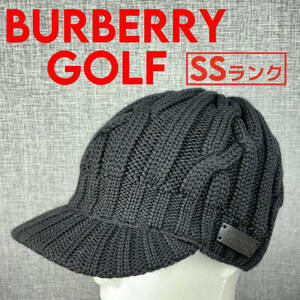 タグ付き未使用★BURBERRY GOLF バーバリーゴルフ ニットキャップ ウール100％ 黒 男女OK