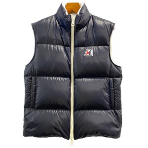 【4apt0026】モンクレール ダウンベスト 1 MONGINEVRO GILET ネイビー ナイロン ダウン フェザー【中古】メンズ