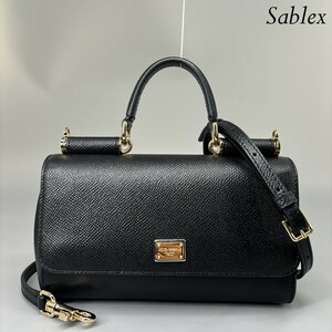 1円【新品未使用】DOLCE & GABBANA ドルチェ＆ガッバーナ ドーフィン ミニ ミス シシリー バッグ ブラック ハンドバッグ ショルダーバッグ