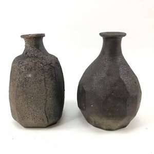 備前焼 徳利 2本セット 木村素静 (師:人間国宝 伊勢崎淳氏）陶芸 酒器 F06-58