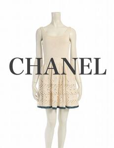 CHANEL シャネル ワンピース ニット ノースリーブ ベージュ